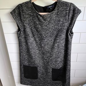 Sheath dress with faux leather pockets